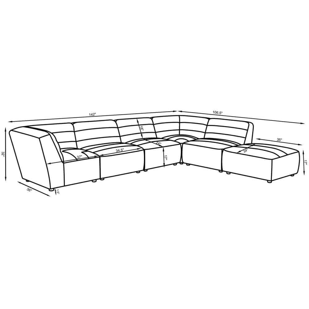 Sunny 6 Piece Upholstered Modular Sectional (2 colors)