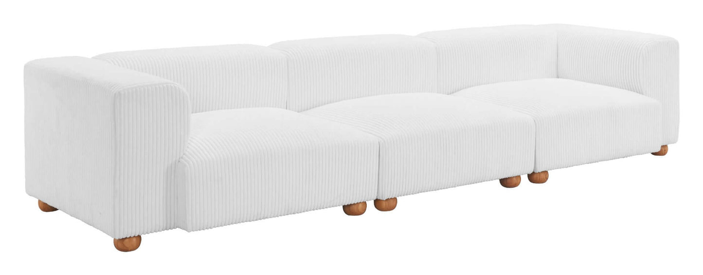 Tayte Deep Seated Modular Corduroy Sofa White 150"