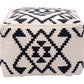 Lizardo Boho Hip Fabric Ottoman Cube, Beige & Black 24" - Revel Sofa 