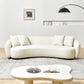 Modern Curved Sofa Upholstered White Teddy Fabric 101"