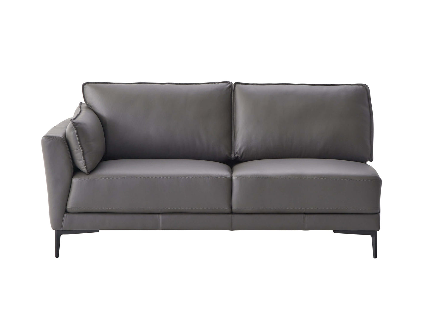 Meka Top Grain Gray Leather Sectional RF Chaise Sofa - Revel Sofa 