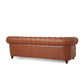 English Chesterfield Tufted Faux Leather Sofa 95"