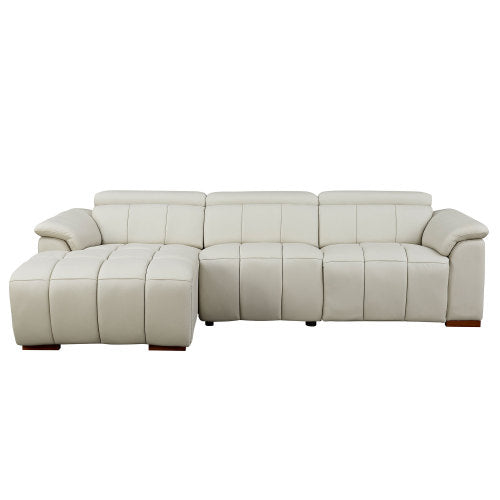 Modern Leather Chaise Sectional Sofa w/ Adjustable Foot & Headrest 113" (2 Colors)