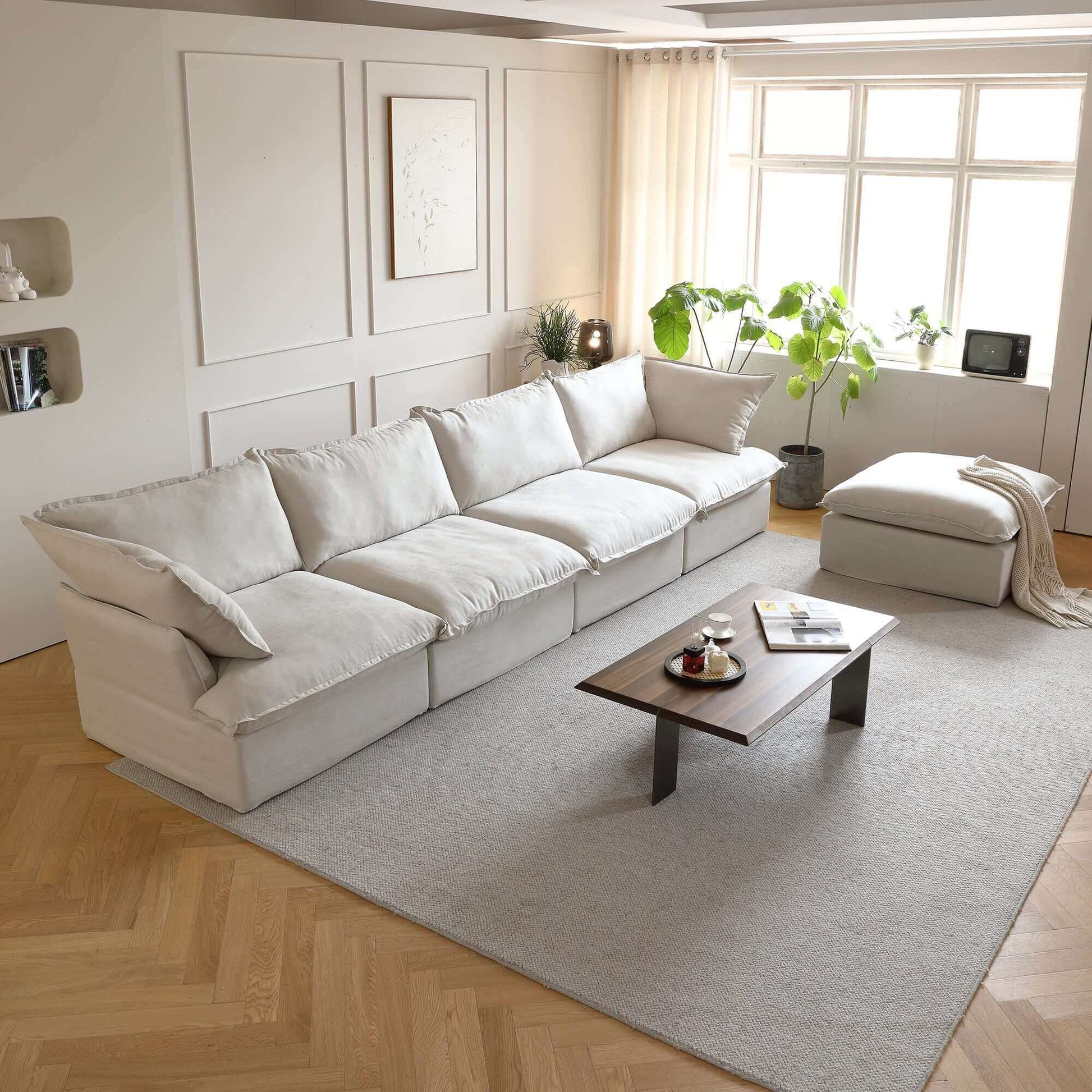 Modular Cloud Comfort Sectional Sofa in Beige or White - Sections Sold Individually - Revel Sofa 