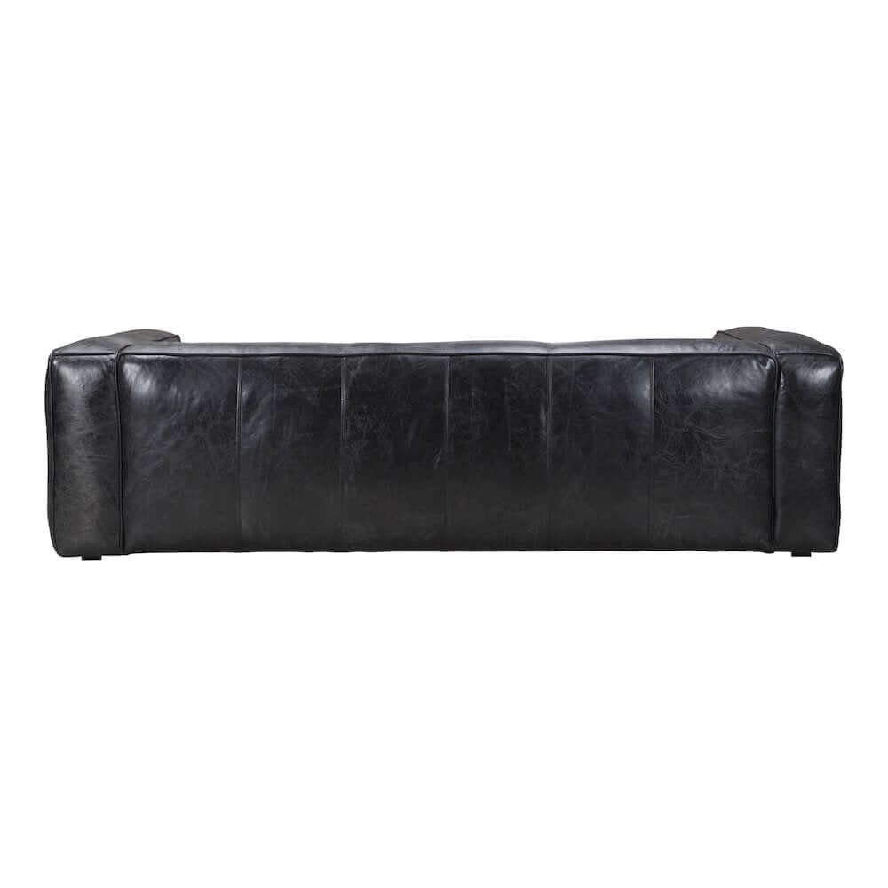 Kirby Modern Black Genuine Leather Sofa 96"