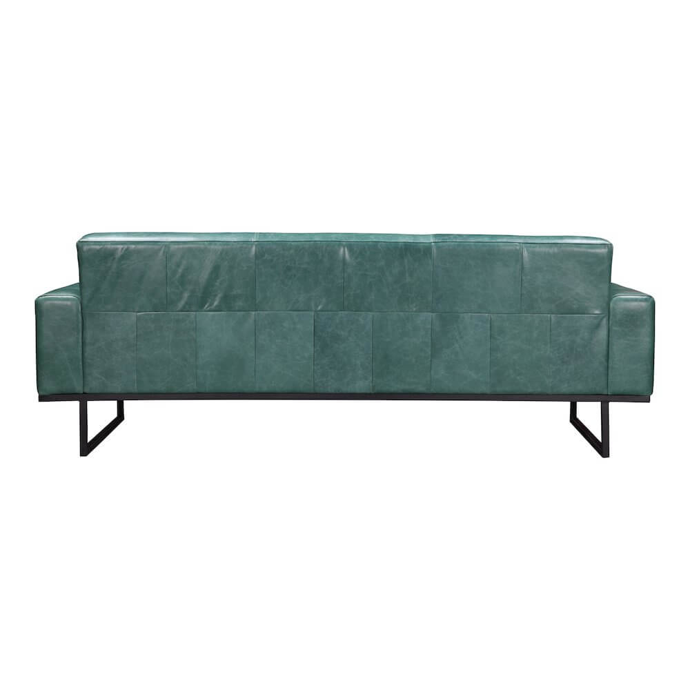 Brock Top Grain Green Leather Sofa 86"