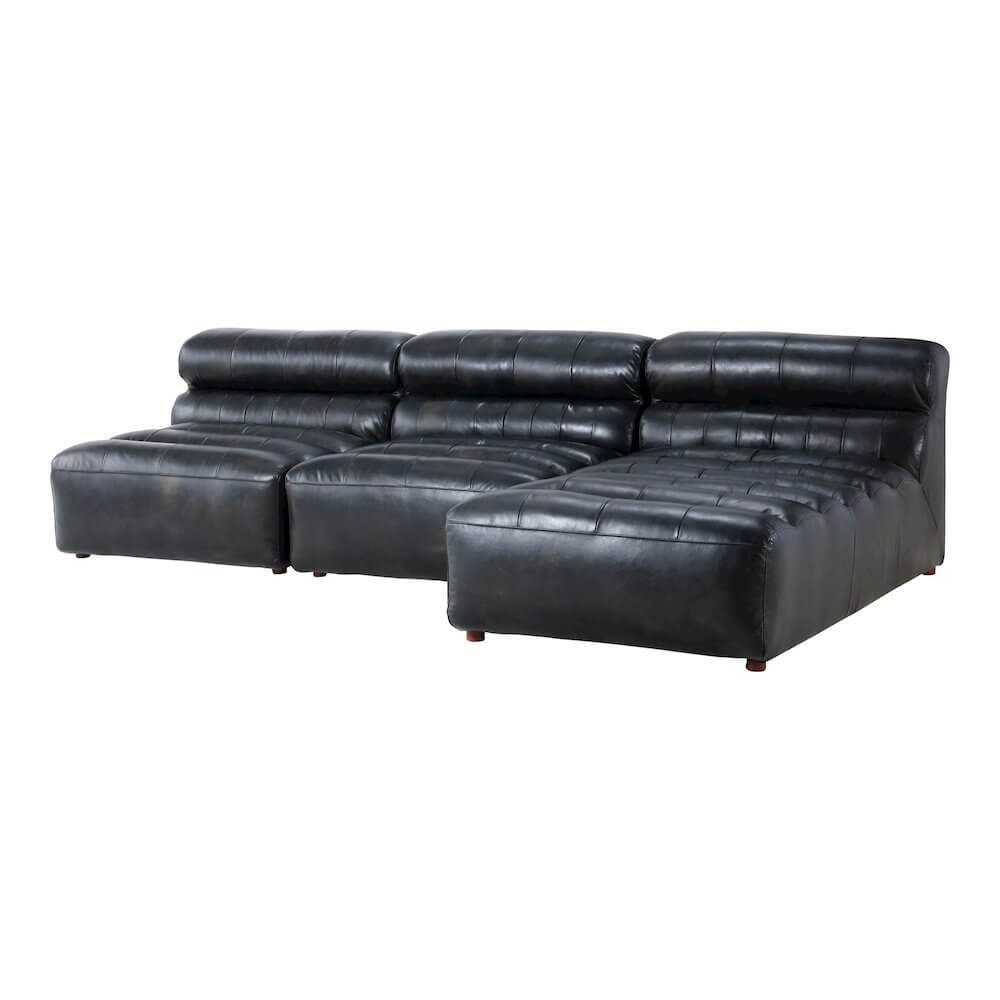 Ramsay Modular Sectional Sofa in Black Buffalo Leather 108"