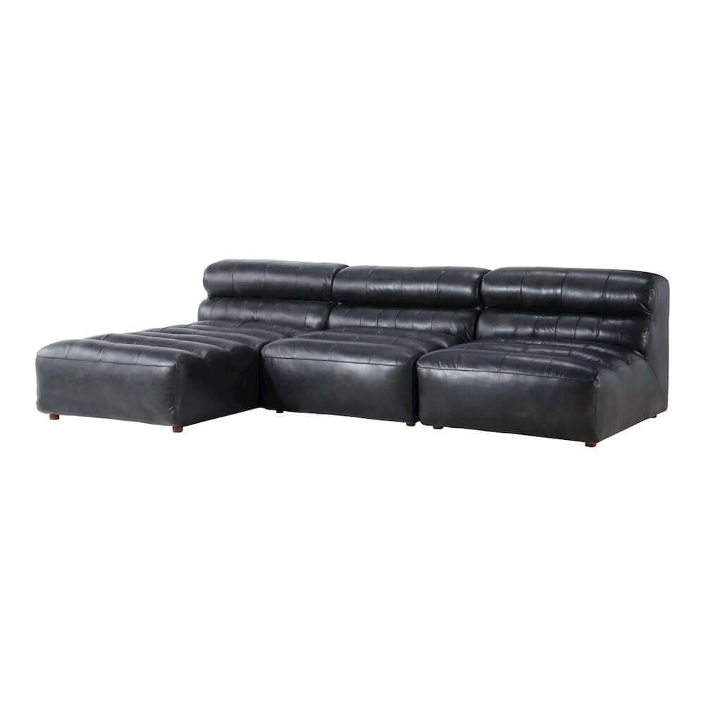 Ramsay Modular Sectional Sofa in Black Buffalo Leather 108"