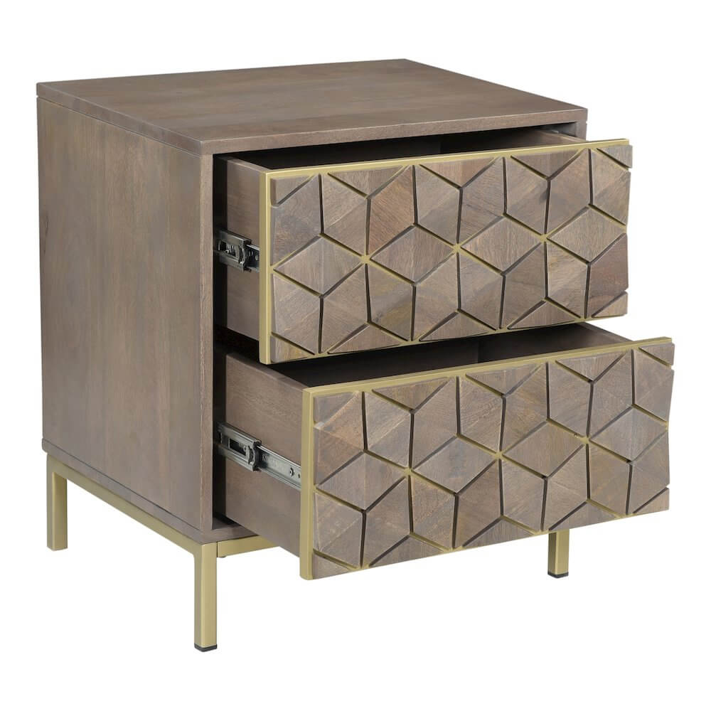 Corolla Modern Geometric 2 Drawer Wood Nightstand 20"