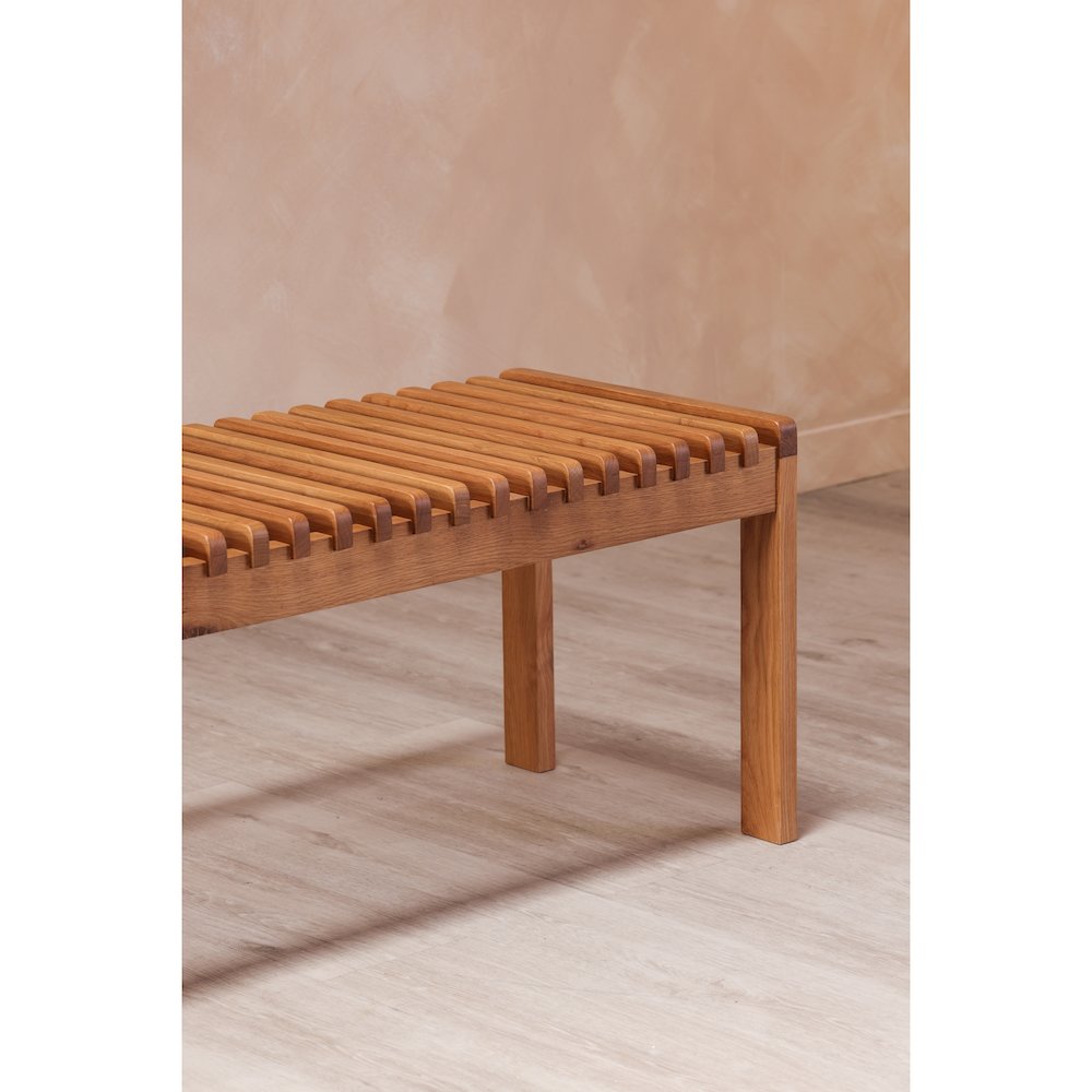 Rohe Solid Walnut Wood Slatted Bench 60" (2 Colors)