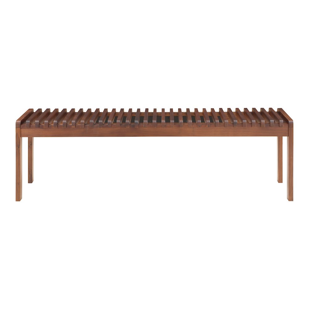 Rohe Solid Walnut Wood Slatted Bench 60" (2 Colors)