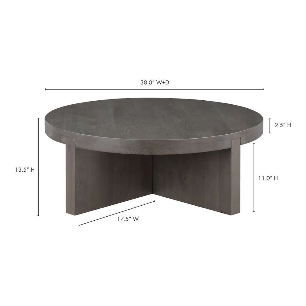 Folke Modern Solid Wood Round Coffee Table 38"