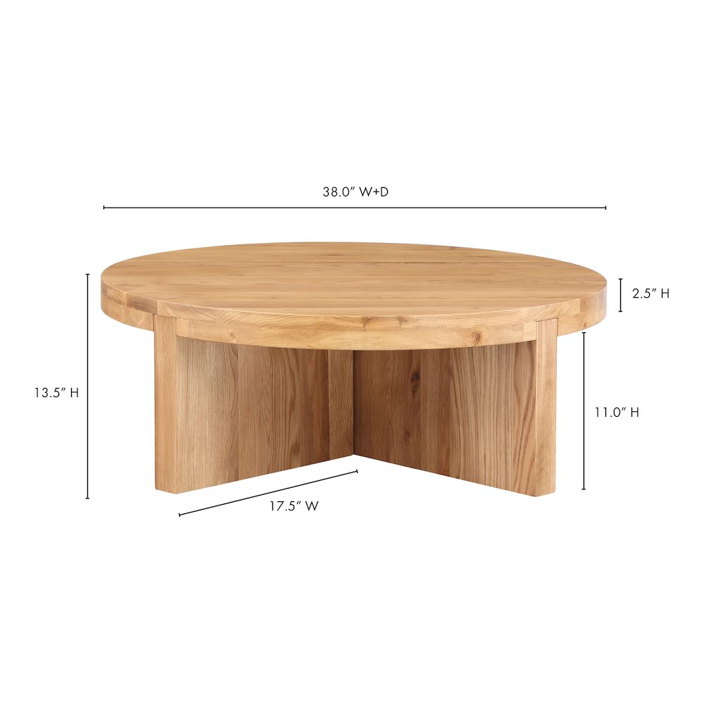 Folke Modern Solid Oak Round Coffee Table 38" (2 Colors)