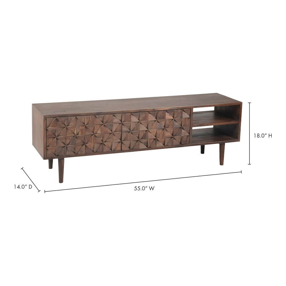 Pablo MCM Solid Wood Media Console & TV Stand 55" (2 Colors)