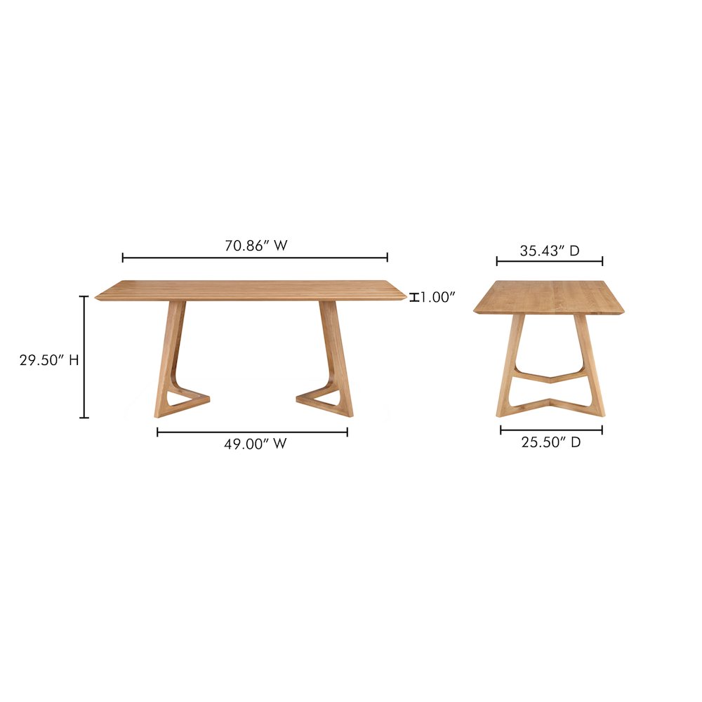 Godenza Solid Walnut Wood Rectangular Dining Table 71" (3 Colors)