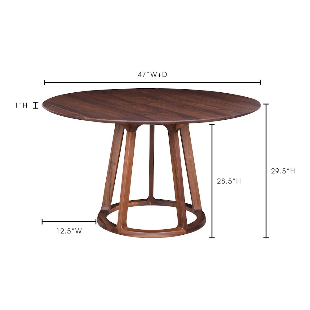 Aldo MCM Walnut Wood Round Dining Table 47"