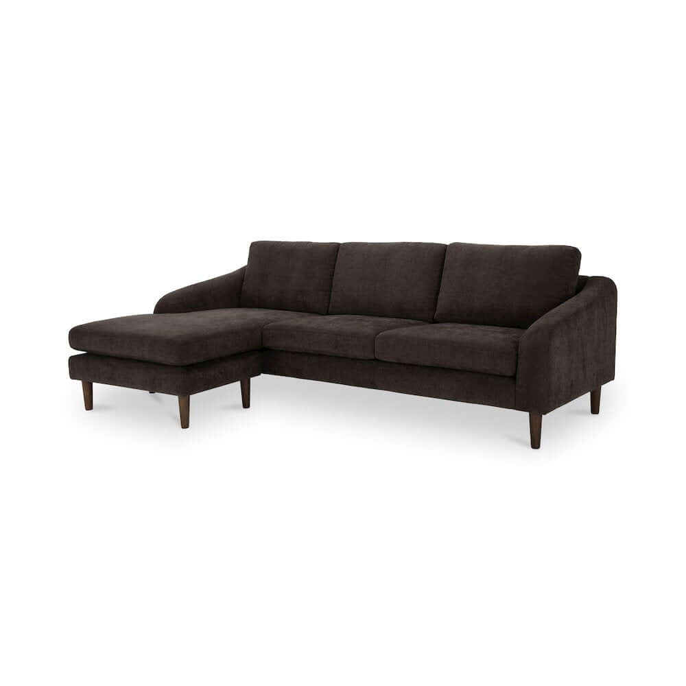 Quinn MCM Reversible Chaise Fabric Sectional Sofa 98" (2 Colors)