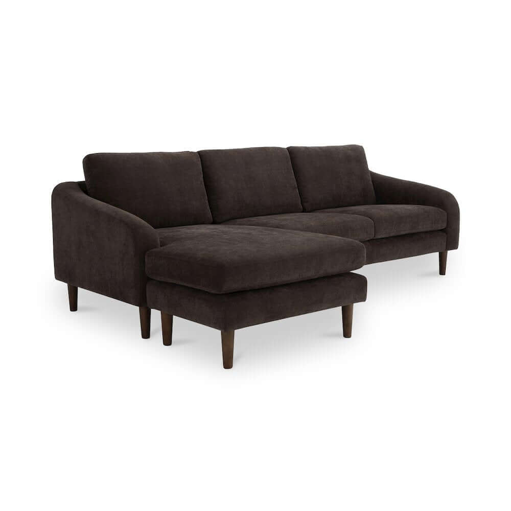 Quinn MCM Reversible Chaise Fabric Sectional Sofa 98" (2 Colors)