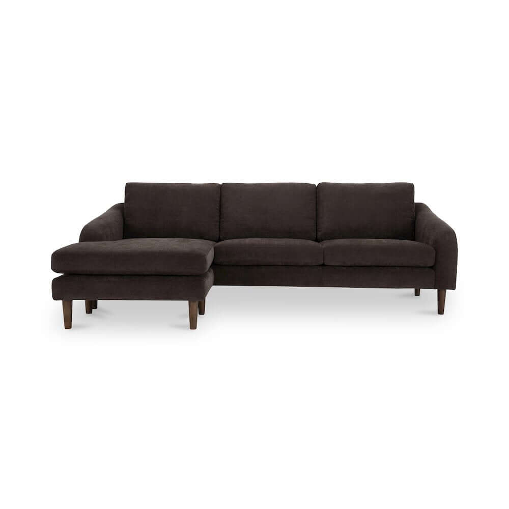 Quinn MCM Reversible Chaise Fabric Sectional Sofa 98" (2 Colors)