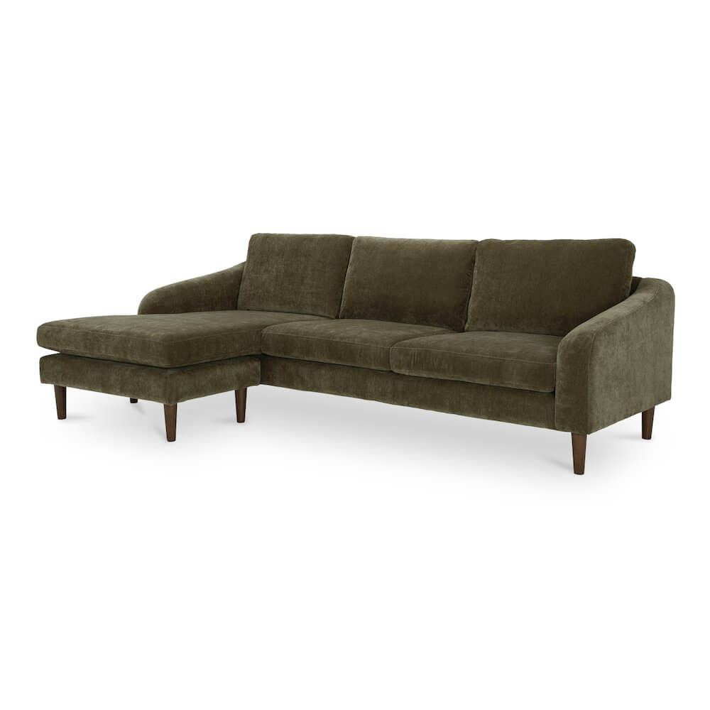 Quinn MCM Reversible Chaise Fabric Sectional Sofa 98" (2 Colors)