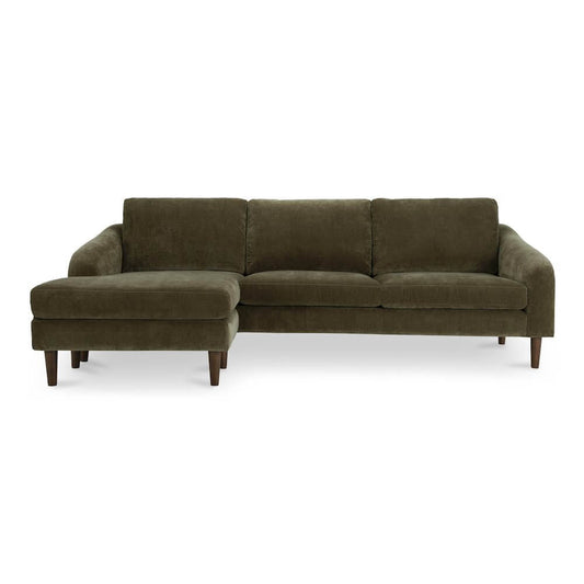 Quinn MCM Reversible Chaise Fabric Sectional Sofa 98" (2 Colors)