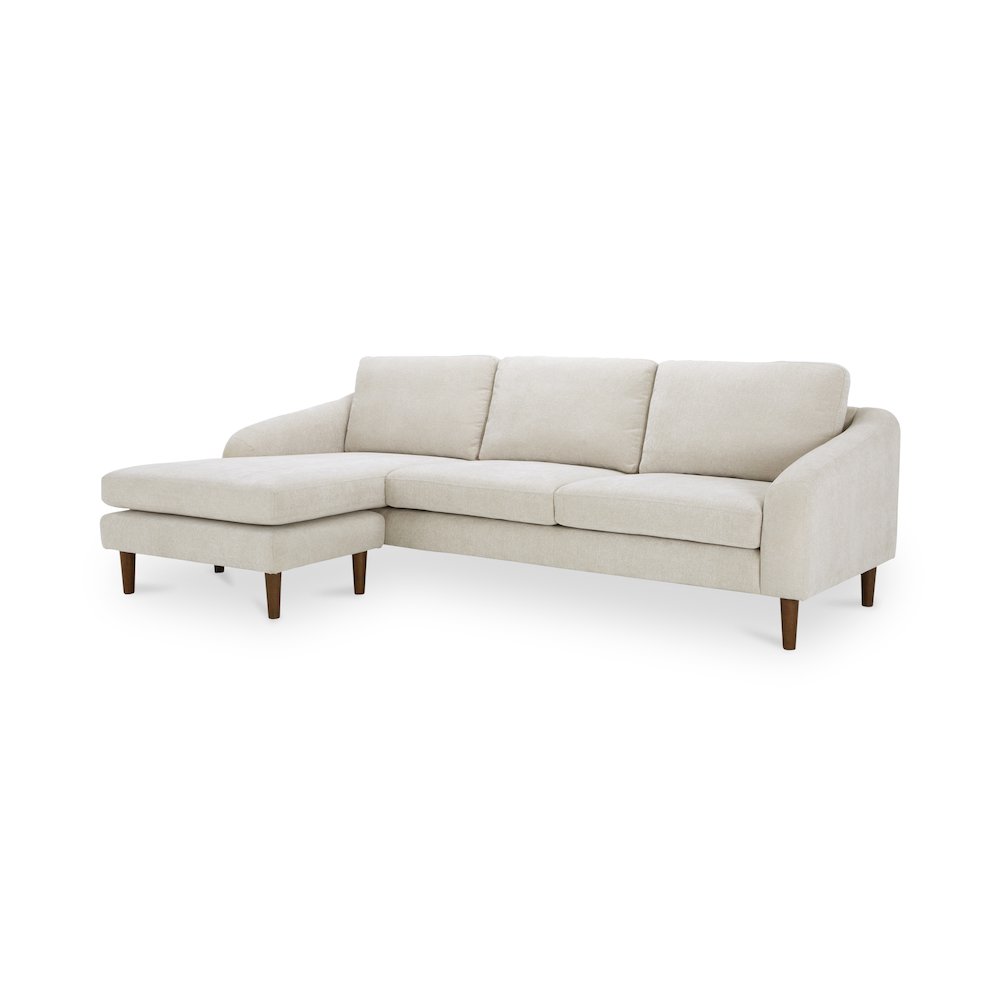 Quinn MCM Reversible Chaise Fabric Sectional Sofa 98" (2 Colors)