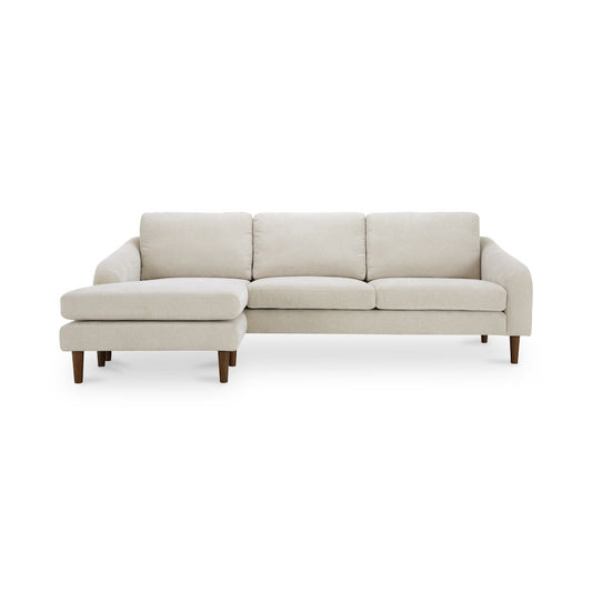 Quinn MCM Reversible Chaise Fabric Sectional Sofa 98" (2 Colors)