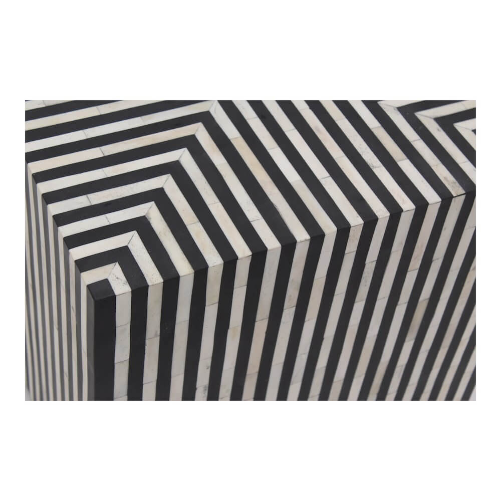 Terning Square Black White Striped Accent Table 18"