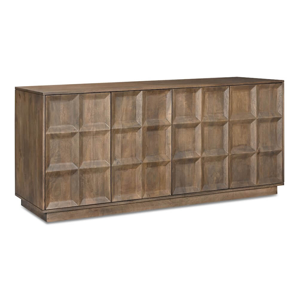 Bowen MCM Solid Mango Wood Sideboard Cabinet 72"