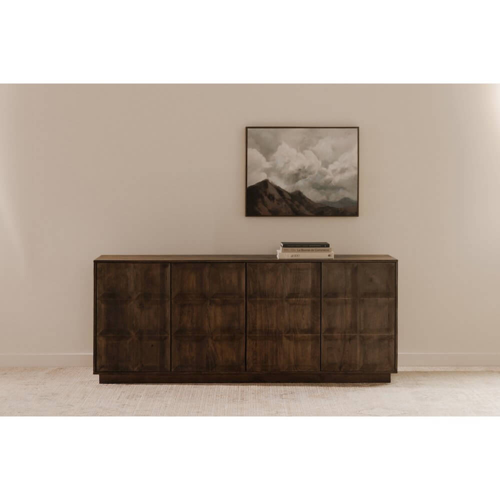 Bowen MCM Solid Mango Wood Sideboard Cabinet 72"