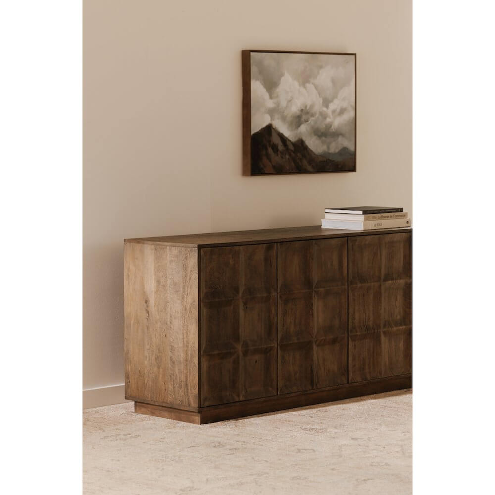 Bowen MCM Solid Mango Wood Sideboard Cabinet 72"