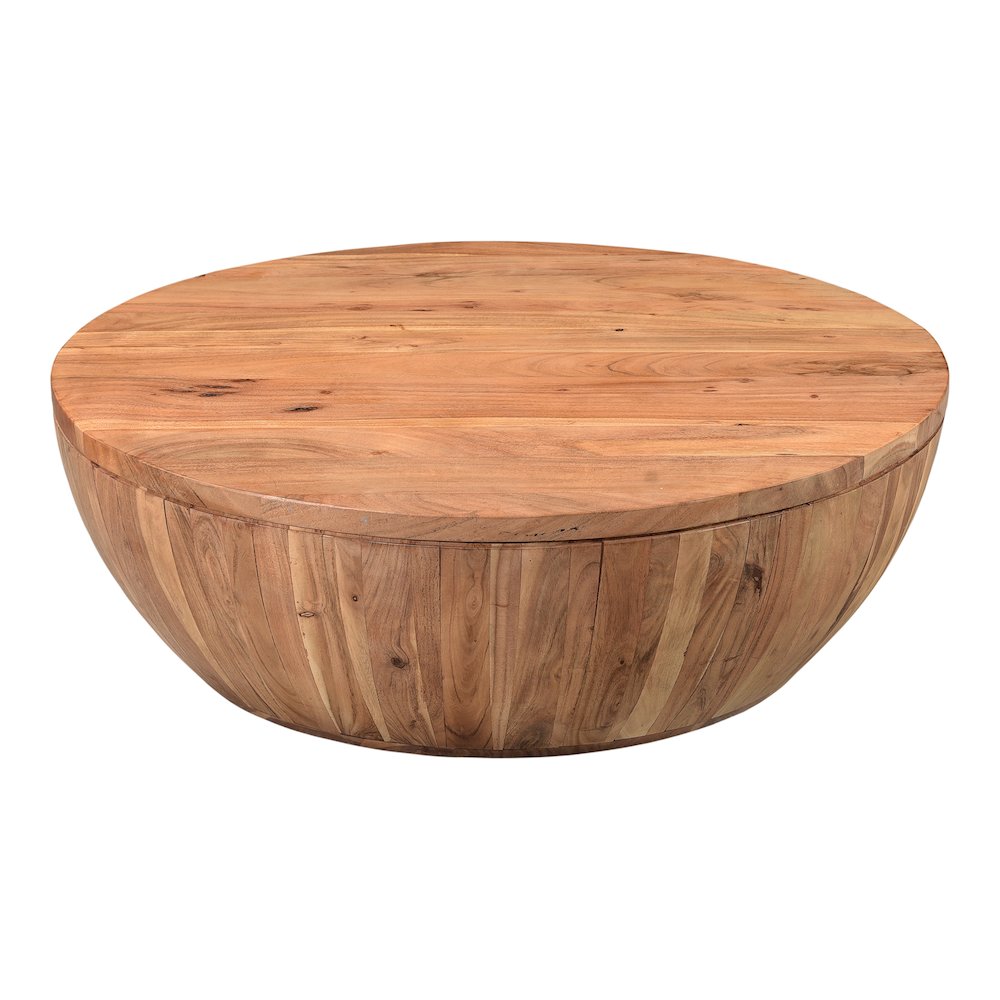 Eske Round Acacia Wood Coffee Table w/ Storage 35"