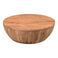 Eske Round Acacia Wood Coffee Table w/ Storage 35