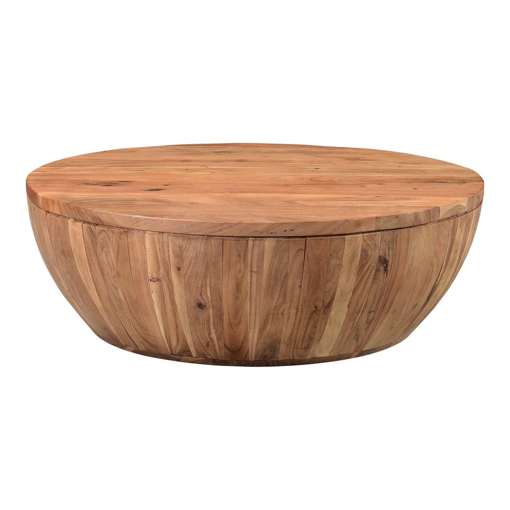 Eske Round Acacia Wood Coffee Table w/ Storage 35"