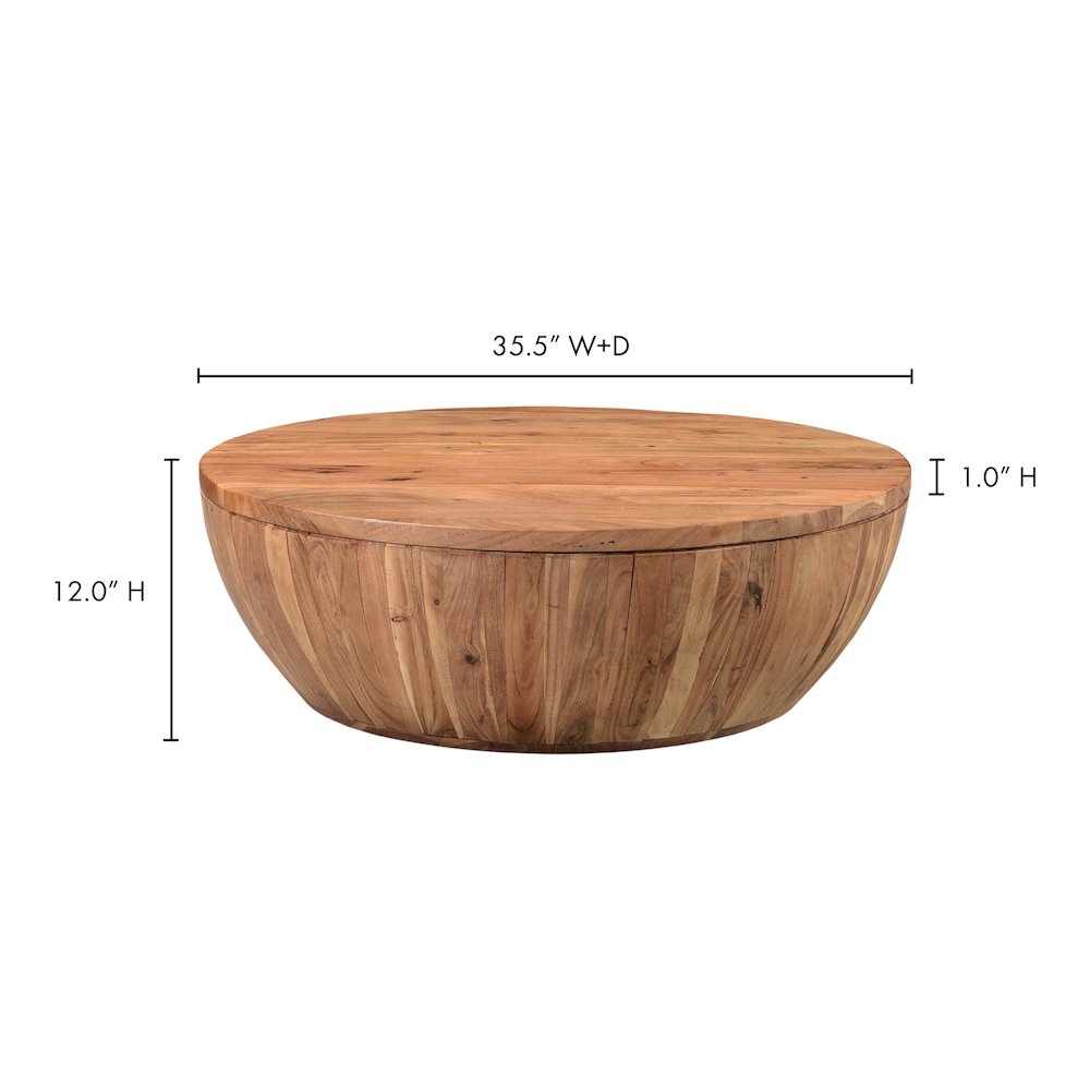 Eske Round Acacia Wood Coffee Table w/ Storage 35"