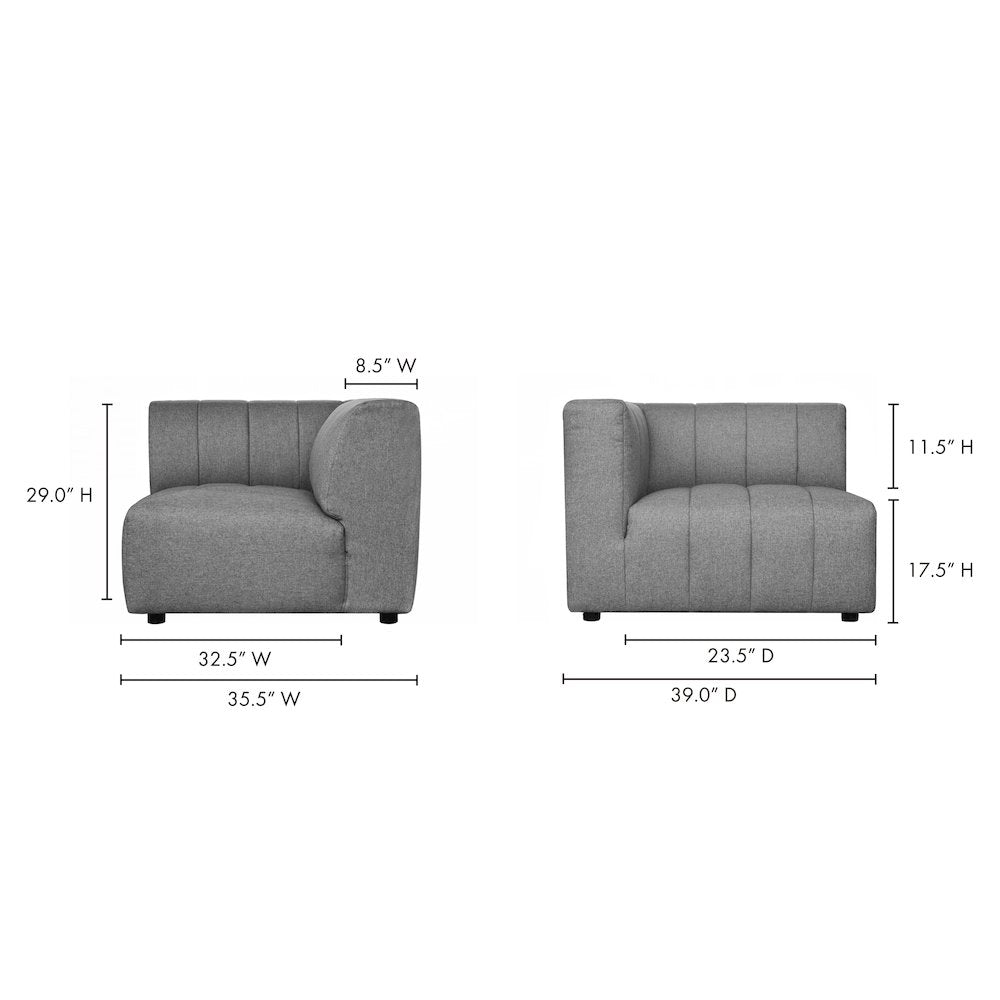 Lyric Channel Tufted Fabric Modular Sectional Sofa in Gray (Various Sizes - Customizable)