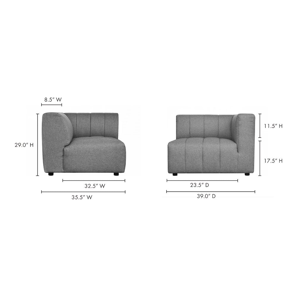 Lyric Channel Tufted Fabric Modular Sectional Sofa in Gray (Various Sizes - Customizable)