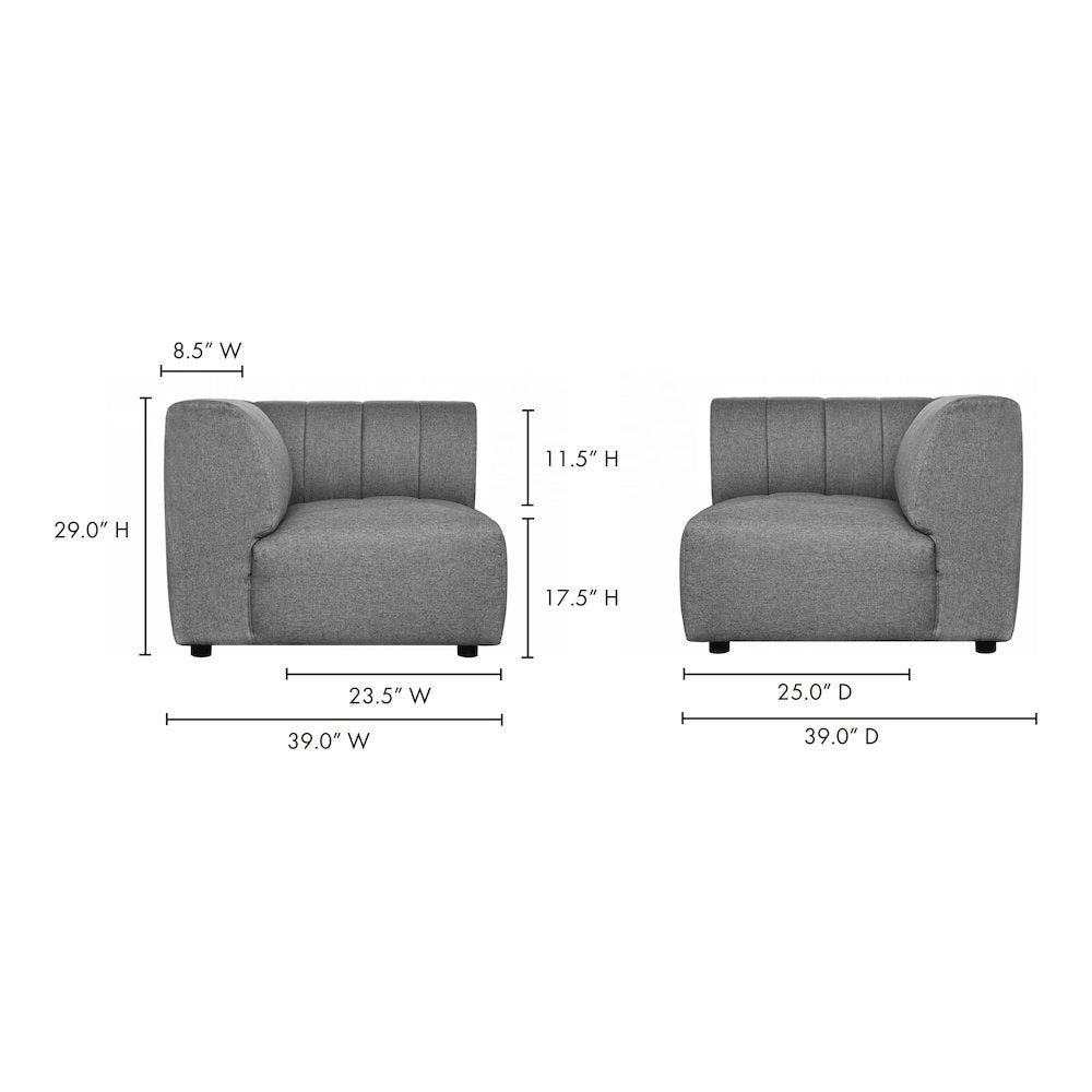 Lyric Channel Tufted Fabric Modular Sectional Sofa in Gray (Various Sizes - Customizable)