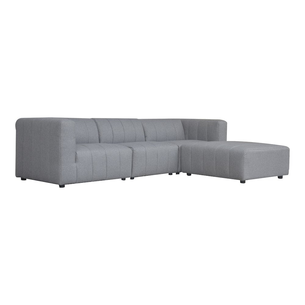 Lyric Channel Tufted Fabric Modular Sectional Sofa in Gray (Various Sizes - Customizable)