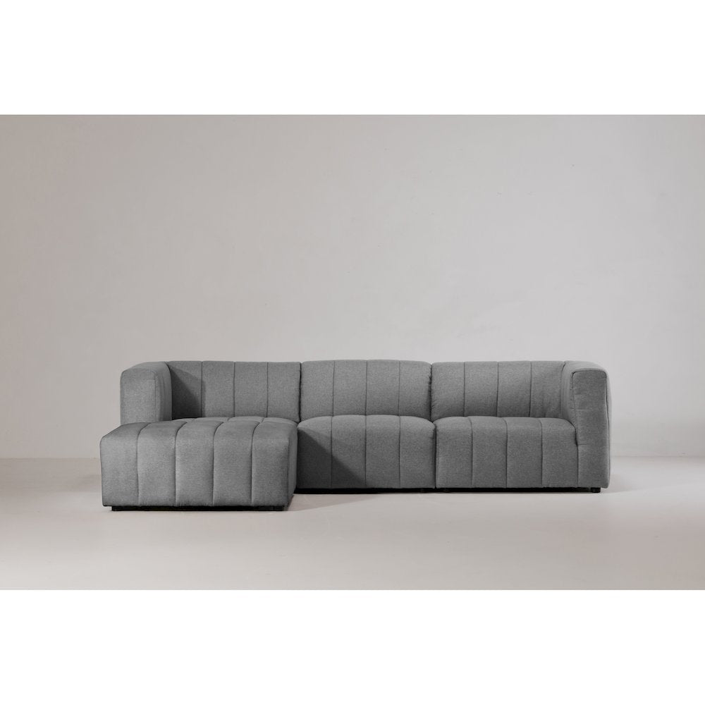 Lyric Channel Tufted Fabric Modular Sectional Sofa in Gray (Various Sizes - Customizable)