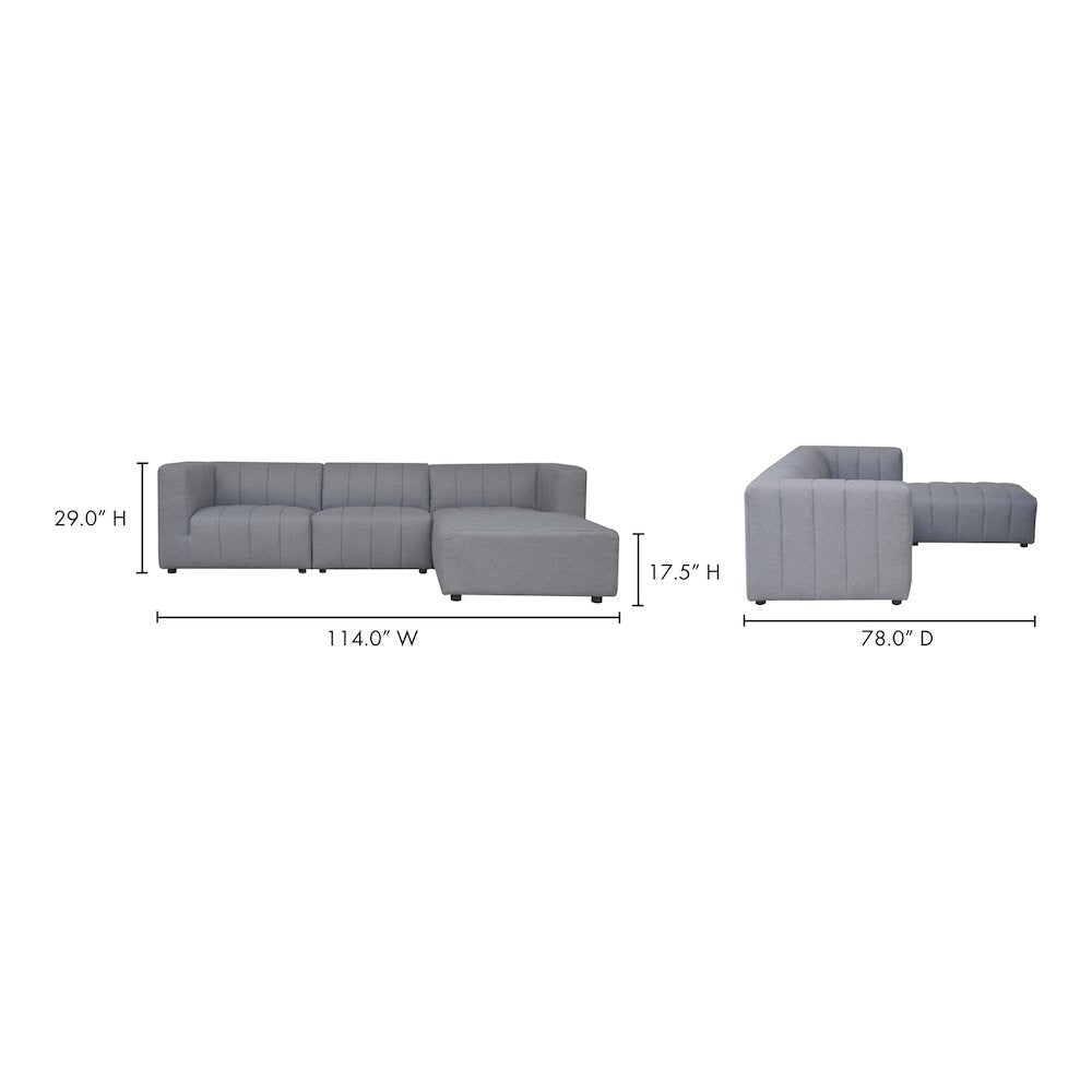 Lyric Channel Tufted Fabric Modular Sectional Sofa in Gray (Various Sizes - Customizable)