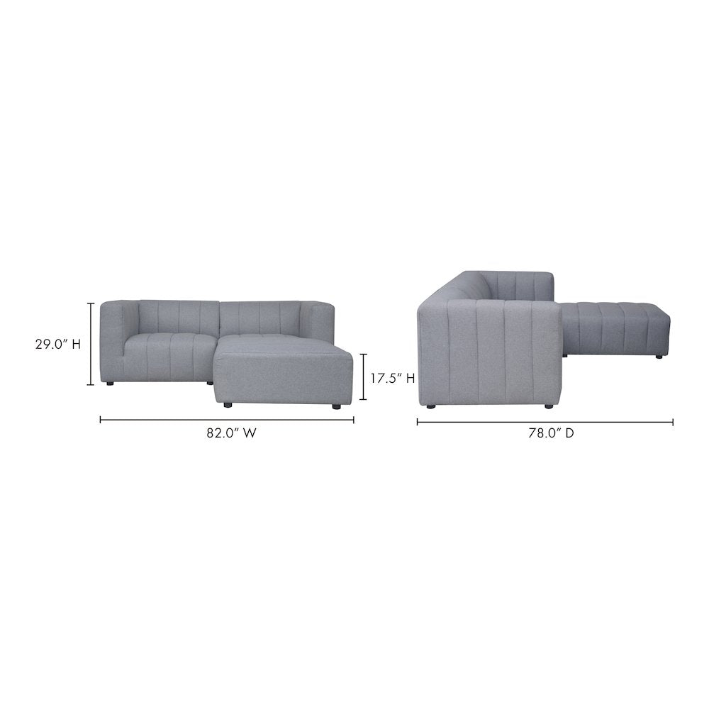 Lyric Channel Tufted Fabric Modular Sectional Sofa in Gray (Various Sizes - Customizable)