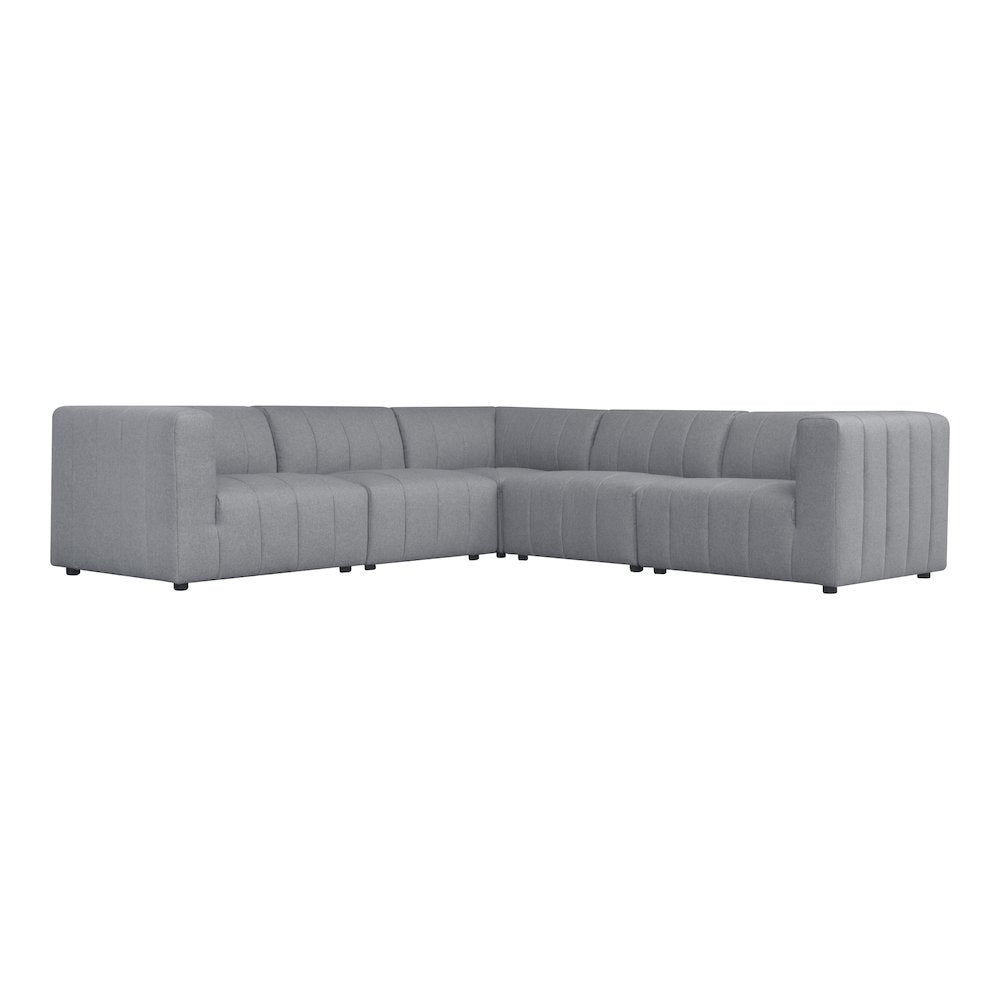 Lyric Channel Tufted Fabric Modular Sectional Sofa in Gray (Various Sizes - Customizable)