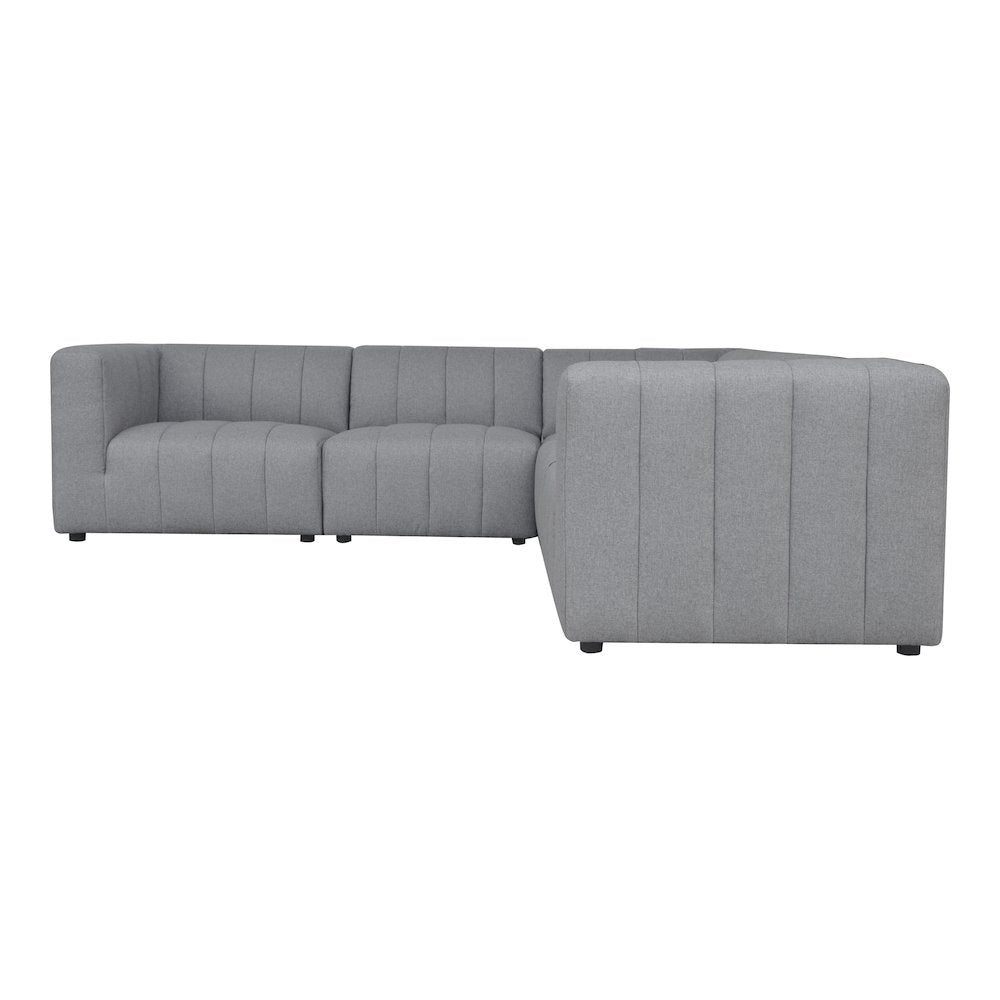 Lyric Channel Tufted Fabric Modular Sectional Sofa in Gray (Various Sizes - Customizable)