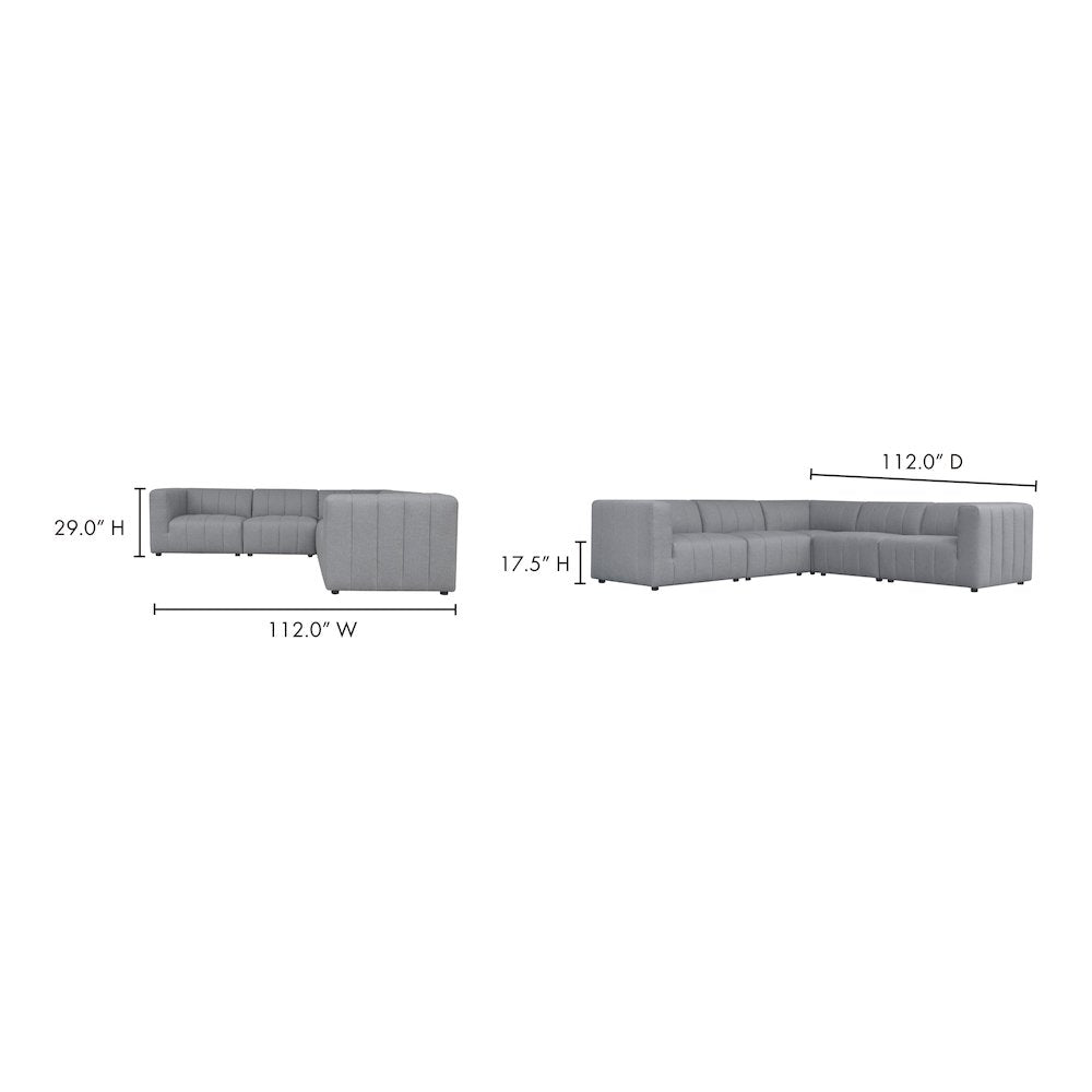 Lyric Channel Tufted Fabric Modular Sectional Sofa in Gray (Various Sizes - Customizable)