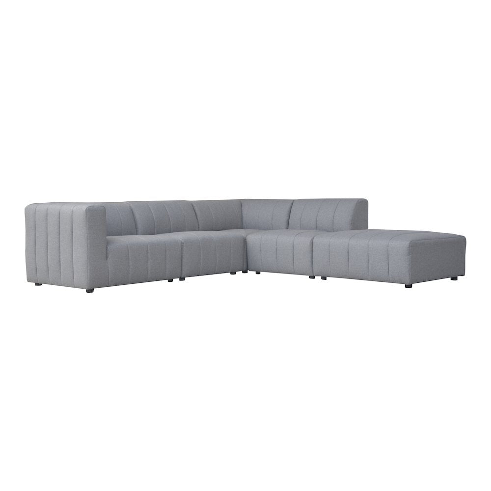 Lyric Channel Tufted Fabric Modular Sectional Sofa in Gray (Various Sizes - Customizable)