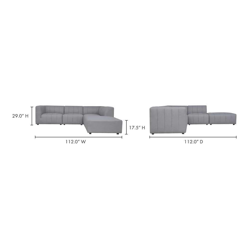 Lyric Channel Tufted Fabric Modular Sectional Sofa in Gray (Various Sizes - Customizable)