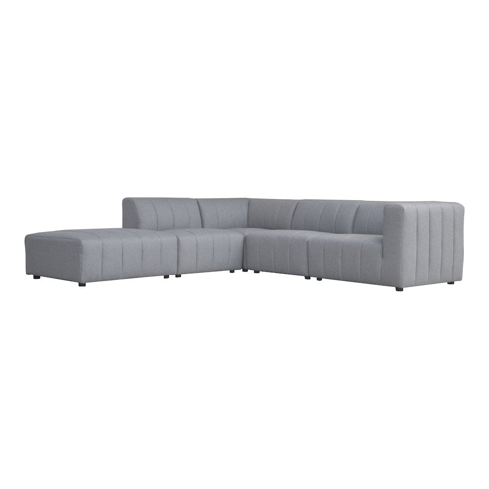 Lyric Channel Tufted Fabric Modular Sectional Sofa in Gray (Various Sizes - Customizable)