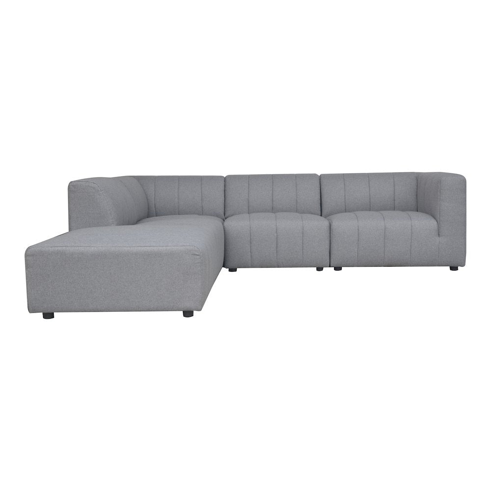 Lyric Channel Tufted Fabric Modular Sectional Sofa in Gray (Various Sizes - Customizable)