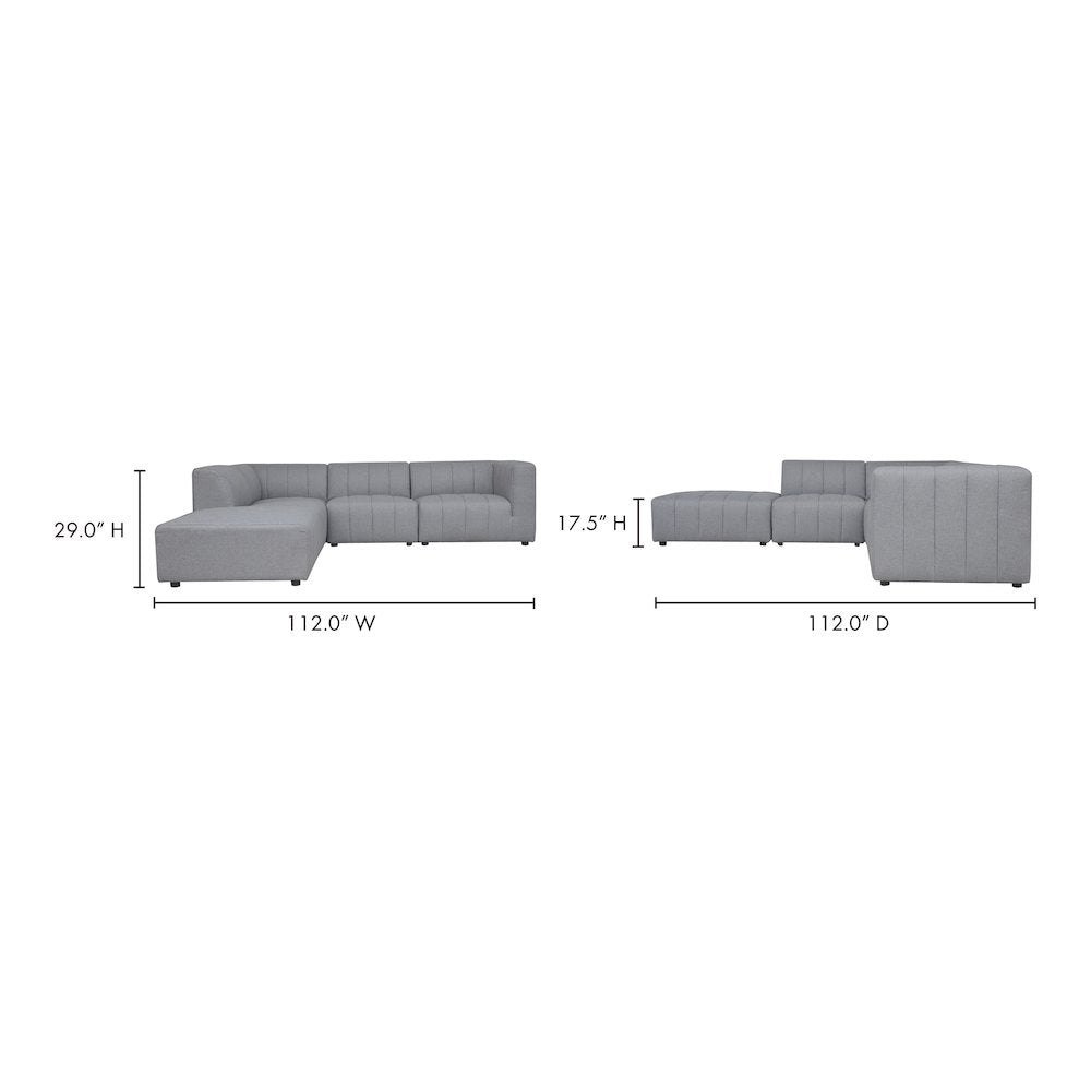 Lyric Channel Tufted Fabric Modular Sectional Sofa in Gray (Various Sizes - Customizable)